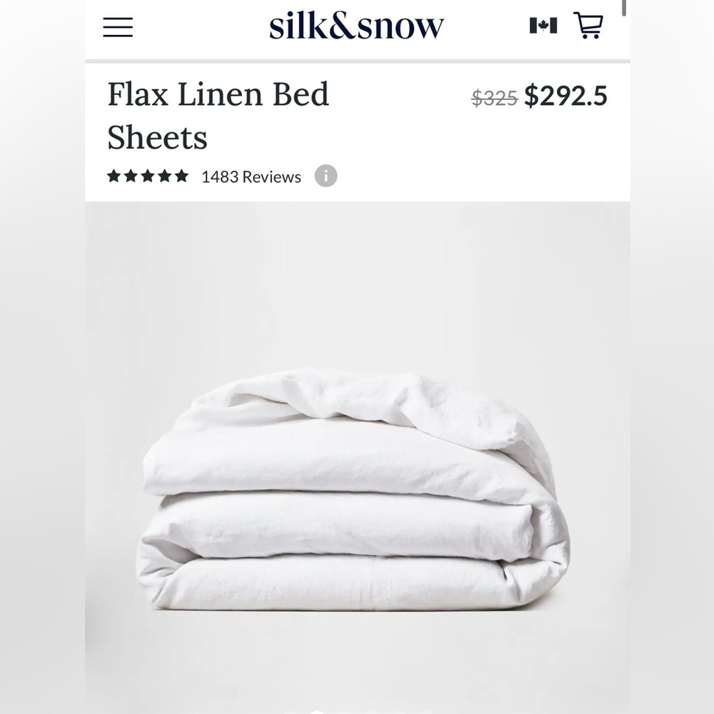 $330.53 Silk&Snow New! 100% Flax Linen Duvet Cover, Queen, White